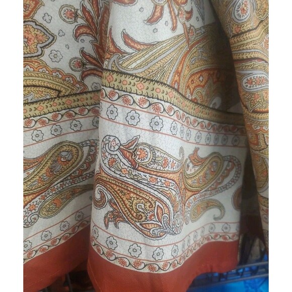 Maison d' Hermine Round Paisley Fall Thanksgiving Cotton Tablecloth Orange Red - Picture 3 of 10